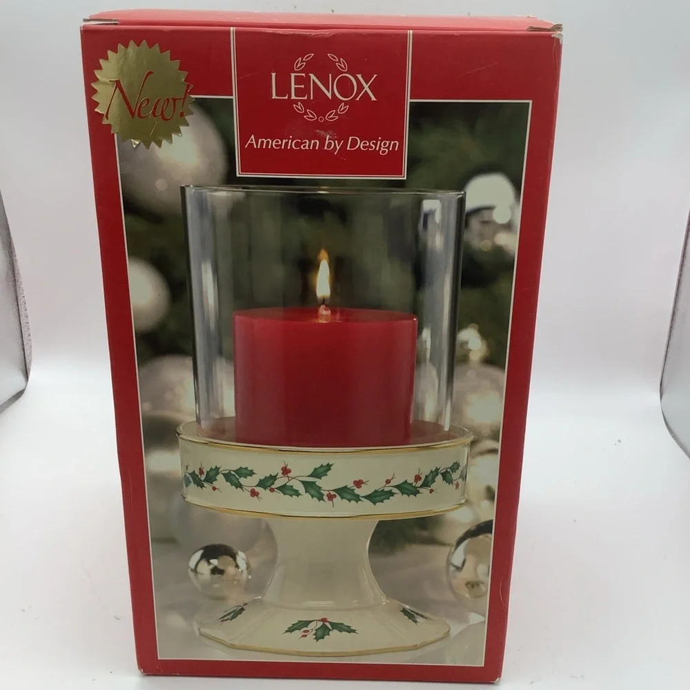 Lenox Holiday Pillar Candle Holder with Glass Shade